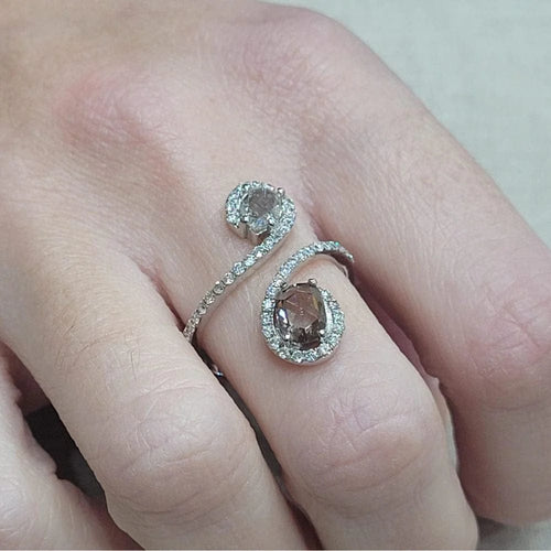 Bague 54 Bague - Diamants taille rose et brillant 58 Facettes S367