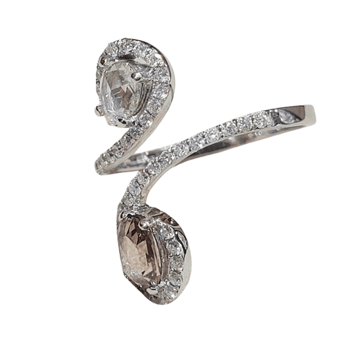 Bague 54 Bague - Diamants taille rose et brillant 58 Facettes S367