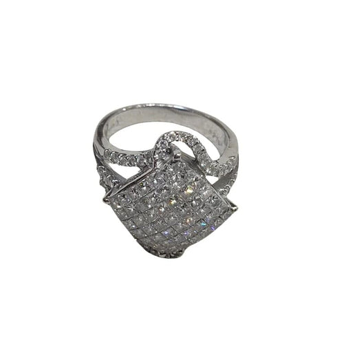 Bague 55 Bague en or blanc 18 carats et diamants 58 Facettes SMAM01