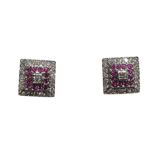 Boucles d'oreilles Boucles d’oreilles rubis et diamants en or blanc et jaune 18 carats 58 Facettes PE649