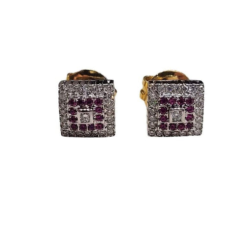 Boucles d'oreilles Boucles d’oreilles rubis et diamants en or blanc et jaune 18 carats 58 Facettes PE649