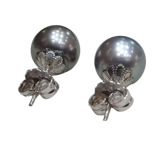 Boucles d'oreilles Boucles d’oreilles en perles de Tahiti en or blanc 18 carats 58 Facettes PE594