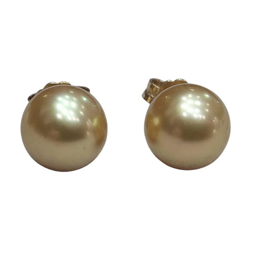 Boucles d'oreilles Boucles d’oreilles en or avec perles australiennes dorées 10,5–11 mm 58 Facettes TA50