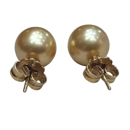 Boucles d'oreilles Boucles d’oreilles en or avec perles australiennes dorées 10,5–11 mm 58 Facettes TA50