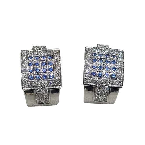 Boucles d'oreilles Boucles d'oreilles en or blanc 18 carats avec diamants et saphirs 58 Facettes PE198
