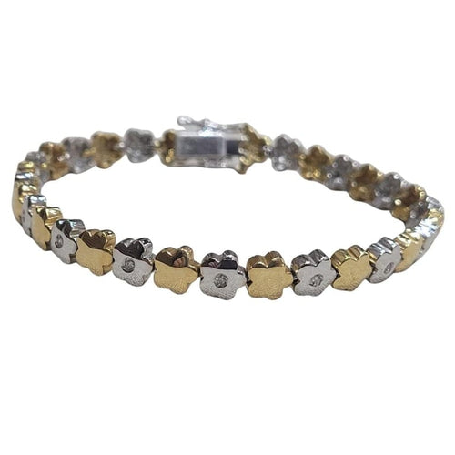 Bracelet Bracelet en or blanc et jaune 18 carats et diamants 58 Facettes P11