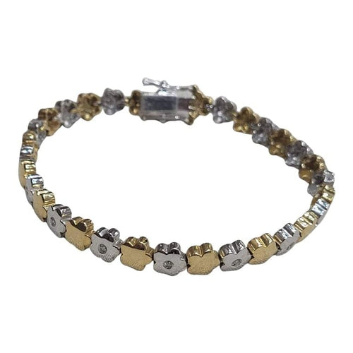 Bracelet Bracelet en or blanc et jaune 18 carats et diamants 58 Facettes P11