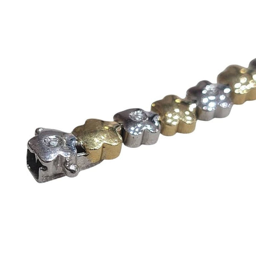 Bracelet Bracelet en or blanc et jaune 18 carats et diamants 58 Facettes P11