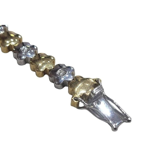 Bracelet Bracelet en or blanc et jaune 18 carats et diamants 58 Facettes P11