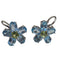 Boucles d'oreilles Boucles d'oreilles en or blanc 18 carats avec topaze bleue et péridot 58 Facettes PE802