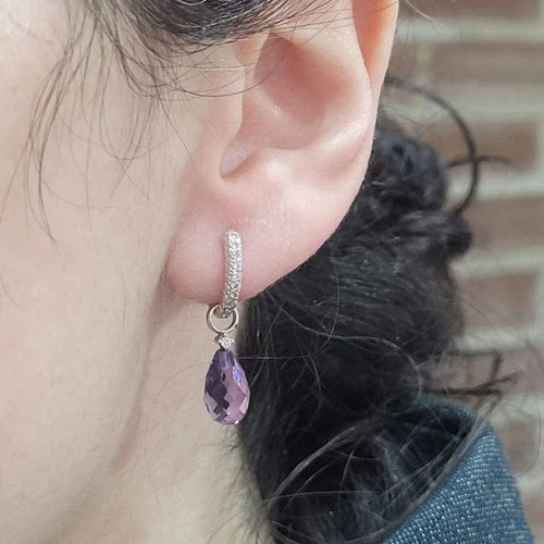 Boucles d'oreilles Boucles d’oreilles démontables en or blanc 18 carats et améthystes 58 Facettes PE991