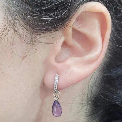 Boucles d'oreilles Boucles d’oreilles démontables en or blanc 18 carats et améthystes 58 Facettes PE991