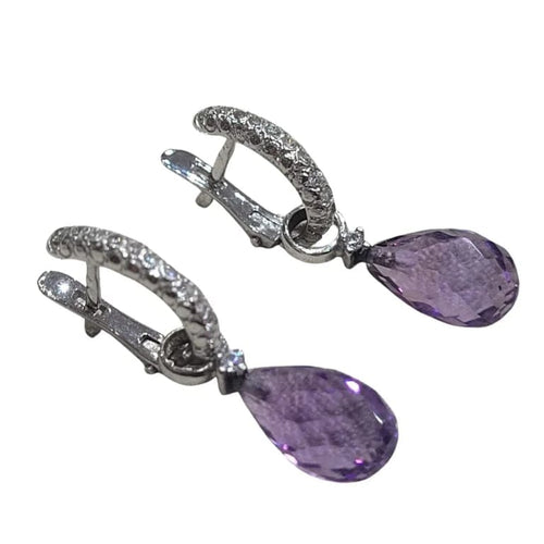 Boucles d'oreilles Boucles d’oreilles démontables en or blanc 18 carats et améthystes 58 Facettes PE991
