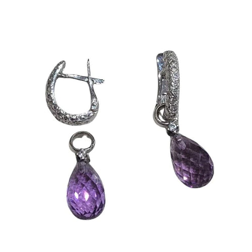 Boucles d'oreilles Boucles d’oreilles démontables en or blanc 18 carats et améthystes 58 Facettes PE991