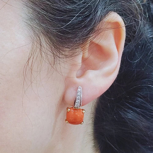 Boucles d'oreilles Boucles d’oreilles démontables en or blanc et rose 18 ct, corail et diamants 58 Facettes PE435PE3438