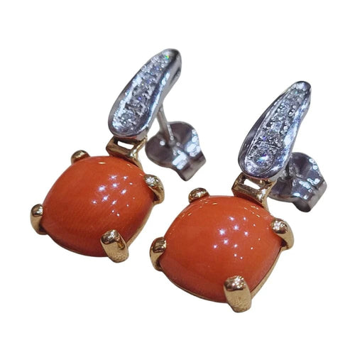 Boucles d'oreilles Boucles d’oreilles démontables en or blanc et rose 18 ct, corail et diamants 58 Facettes PE435PE3438