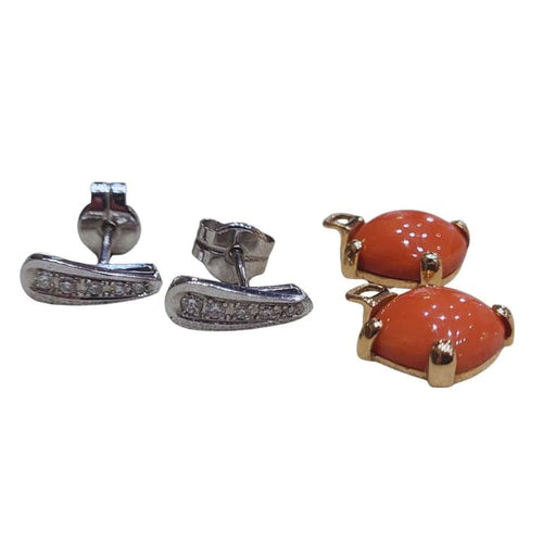Boucles d'oreilles Boucles d’oreilles démontables en or blanc et rose 18 ct, corail et diamants 58 Facettes PE435PE3438