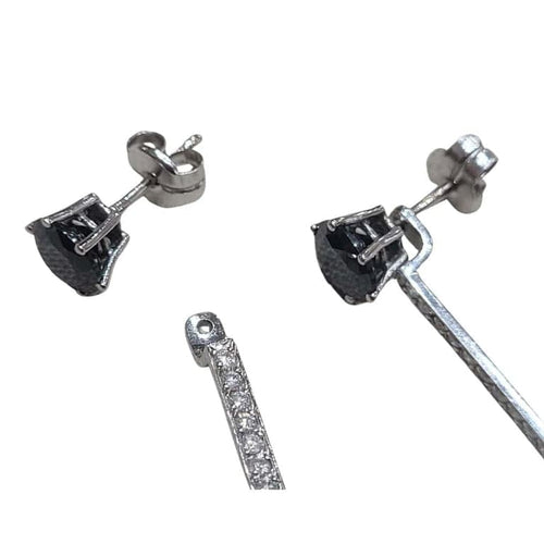 Boucles d'oreilles Boucles d’oreilles démontables en or blanc 18k, perles, diamants et onyx 58 Facettes TA73T364