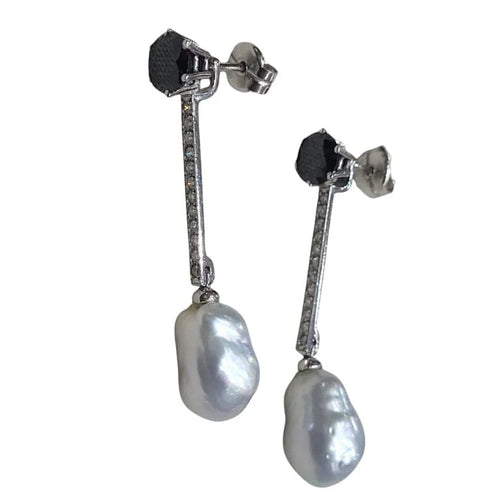 Boucles d'oreilles Boucles d’oreilles démontables en or blanc 18k, perles, diamants et onyx 58 Facettes TA73T364