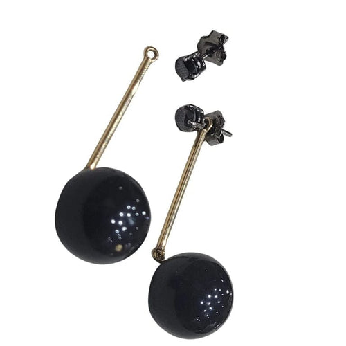 Boucles d'oreilles Boucles d’oreilles démontables en or jaune 18 carats, corail noir et diamants noirs 58 Facettes PE348T222