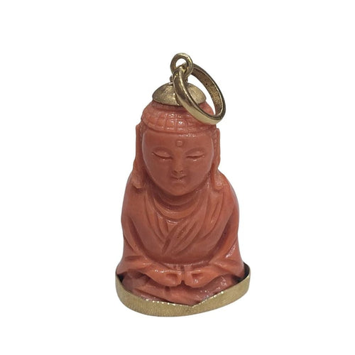 Pendentif Pendentif Bouddha en or jaune 18 carats et corail 58 Facettes budarayser