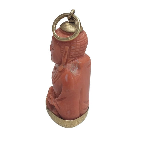 Pendentif Pendentif Bouddha en or jaune 18 carats et corail 58 Facettes budarayser