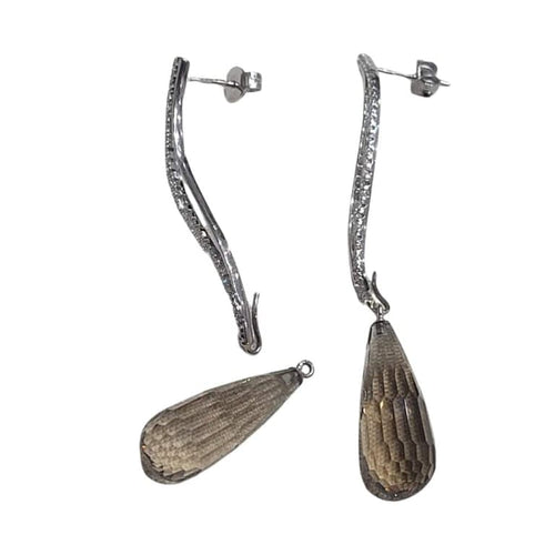 Boucles d'oreilles Boucles d’oreilles démontables en or blanc 18k et quartz fumé 58 Facettes T112