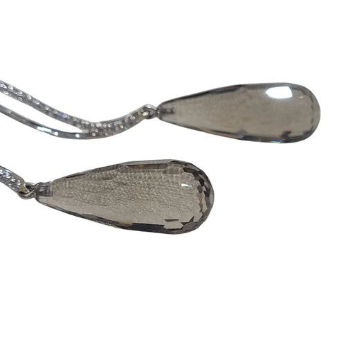 Boucles d'oreilles Boucles d’oreilles démontables en or blanc 18k et quartz fumé 58 Facettes T112