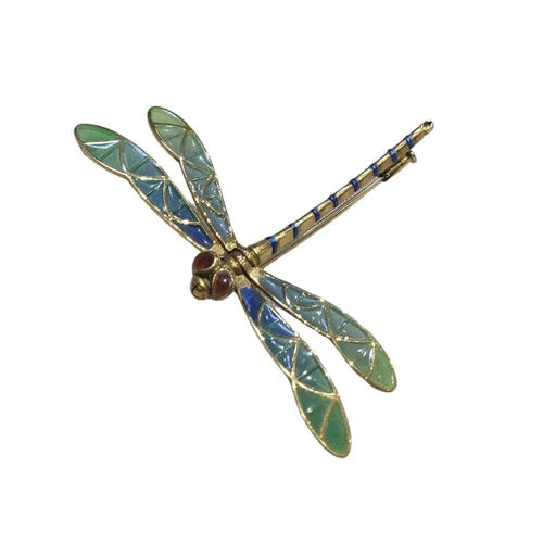 Broche Broche libellule en or jaune 18 carats et émail 58 Facettes GE12