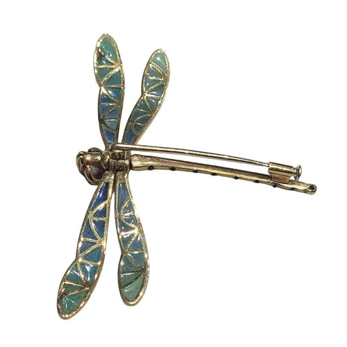 Broche Broche libellule en or jaune 18 carats et émail 58 Facettes GE12