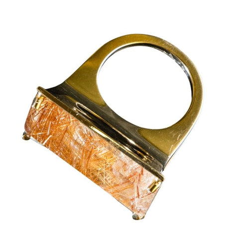 Bague Bague en or jaune 18 carats et quartz rutile 58 Facettes BOR9