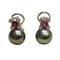 Boucles d'oreilles Boucles d'oreilles en or blanc 18 carats avec perles de Tahiti, rubellites et diamants 58 Facettes TA202