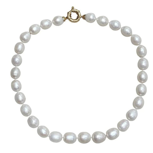 Collier Collier de perles ovales avec fermoir en or jaune 18 carats 58 Facettes COP40