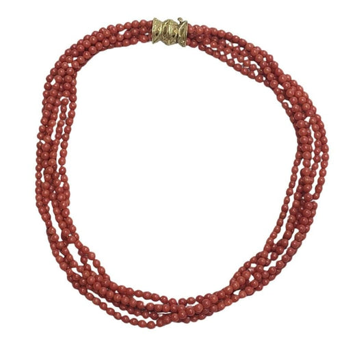 Collier Collier multi-rangs en corail avec fermoir en or jaune 18 carats 58 Facettes COV96