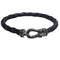 Bracelet Bracelet unisexe en cuir noir en or blanc 18 carats et diamants noirs 58 Facettes T414