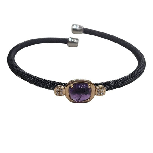 Bracelet Bracelet en acier et or rose 18 carats avec améthyste et diamants 58 Facettes PUV361