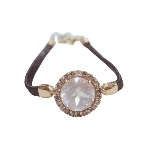 Bracelet Bracelet en or rose 18 carats, quartz rose et diamants bruns 58 Facettes P131