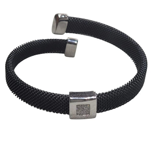 Bracelet Bracelet en acier noir en or blanc 18 carats et diamants 58 Facettes PUV290
