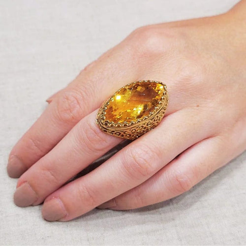 Bague 56 Bague en citrine marquise en or jaune 18 carats 58 Facettes T497