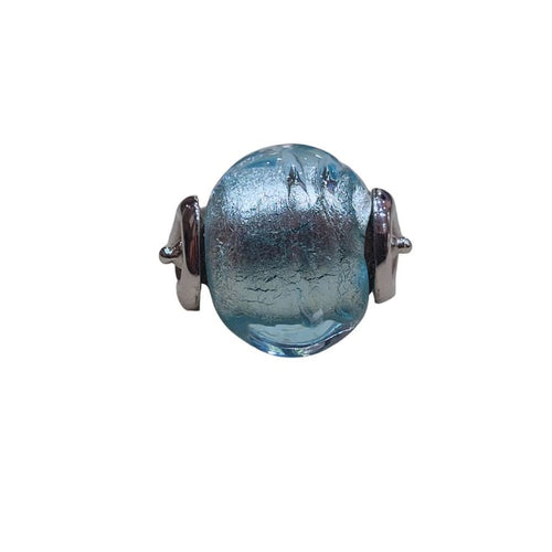 Bague 54 Bague en or blanc 18 carats et verre de Murano bleu 58 Facettes S183PE237