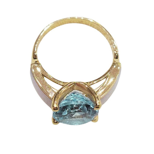 Bague 54 Bague en or rose 18 carats avec topaze et nacre 58 Facettes S377