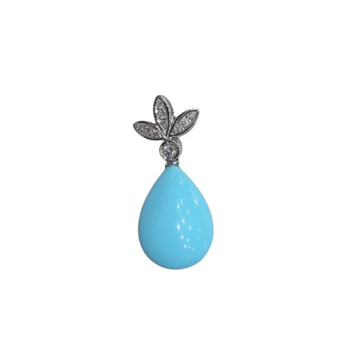 Pendentif Pendentif turquoise et diamants en or blanc 18 carats 58 Facettes T477