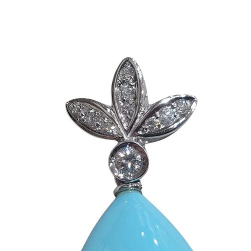 Pendentif Pendentif turquoise et diamants en or blanc 18 carats 58 Facettes T477