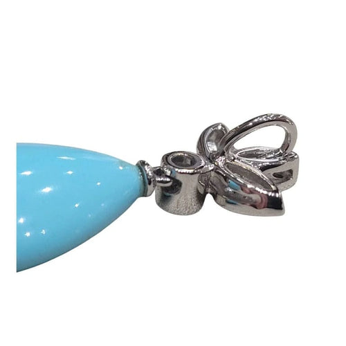 Pendentif Pendentif turquoise et diamants en or blanc 18 carats 58 Facettes T477
