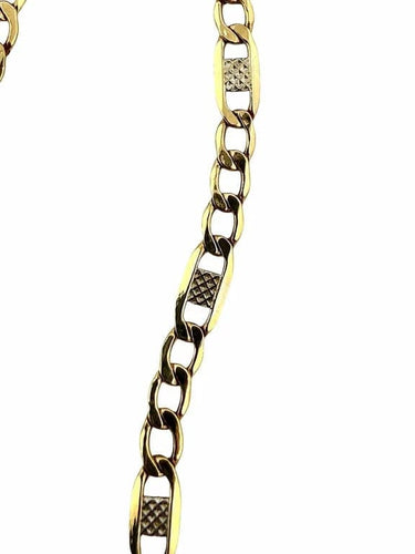 Collier Chaîne maille Figaro 1+3 en or bicolore 18 carats 58 Facettes