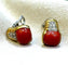 Boucles d'oreilles André Col - Boucles d’oreilles vintage en or jaune 18 carats, diamants et corail 58 Facettes