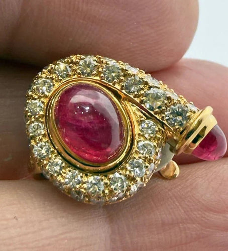 Boucles d'oreilles BVLGARI - Boucles d’oreilles clip vintage en or jaune 18 carats, diamants et rubis 58 Facettes