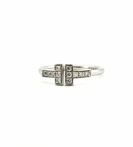 Bague 49 Tiffany & Co T-Wire - Bague en or blanc 18 carats et diamants 58 Facettes
