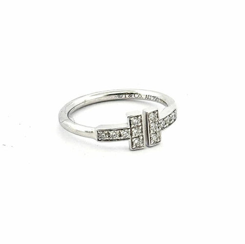 Bague 49 Tiffany & Co T-Wire - Bague en or blanc 18 carats et diamants 58 Facettes
