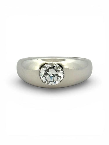 Bague 54 Cartier - Bague jonc anglais en or blanc 18 carats et diamant 58 Facettes